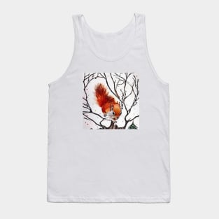 Winter Squirrel in Watercolor Tank Top